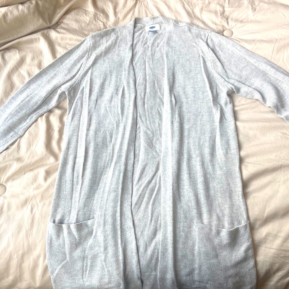 Old Navy Light Gray Long-Line Sweater